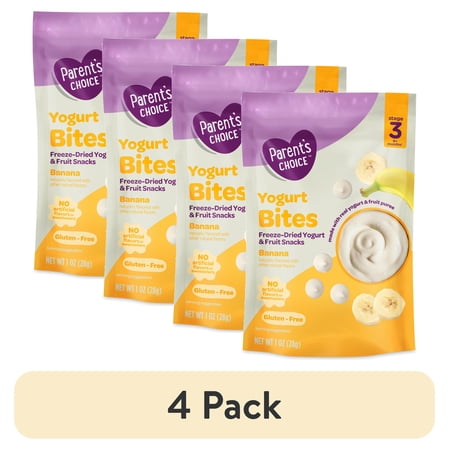 (4 pack) Parent’s Choice Stage 3 Toddler Yogurt Bites Snack, Banana, 1 oz Pouch