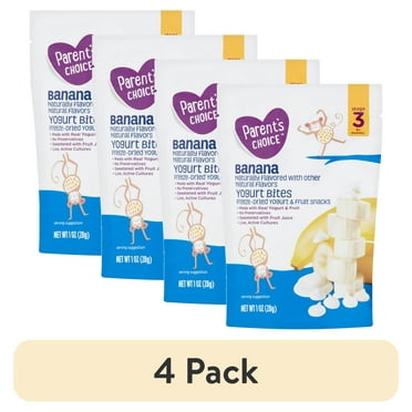 (4 pack) Parent's Choice Banana Yogurt Bites, Baby Food Stage 3 Toddler Snacks, 1oz pouch