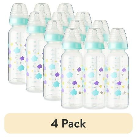 (4 pack) Parent's Choice Bottle, Newborns, Unisex, Cloud Print, 3 Pack, 9 fl oz