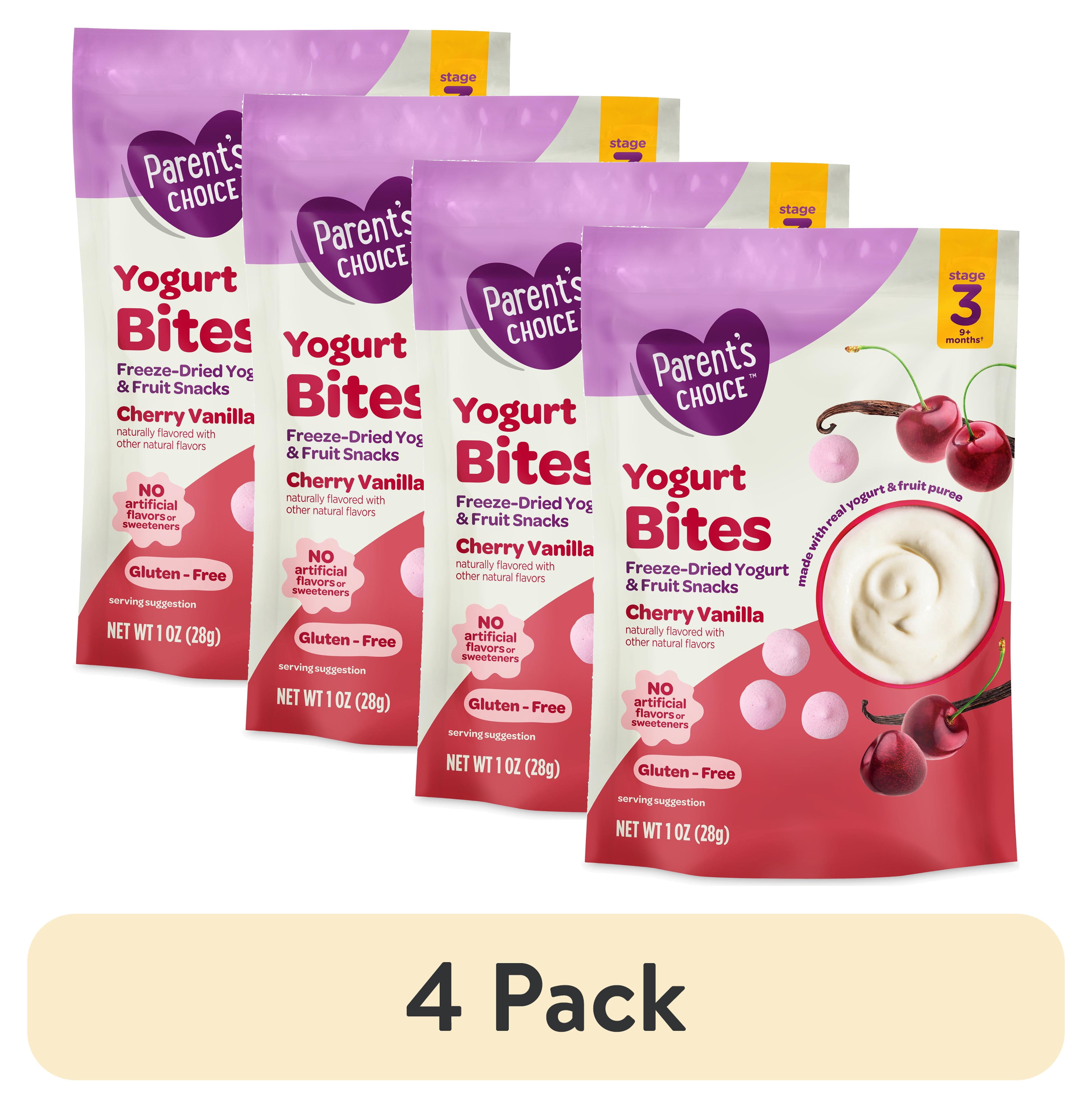 (4 pack) Parent’s Choice Stage 3 Toddler Yogurt Bites Snack, Cherry Vanilla, 1 oz Pouch