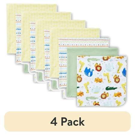 (4 pack) Parent's Choice Cotton Flannel Receiving Blankets for Baby Boys and Girls, Jungle, 4-Pack