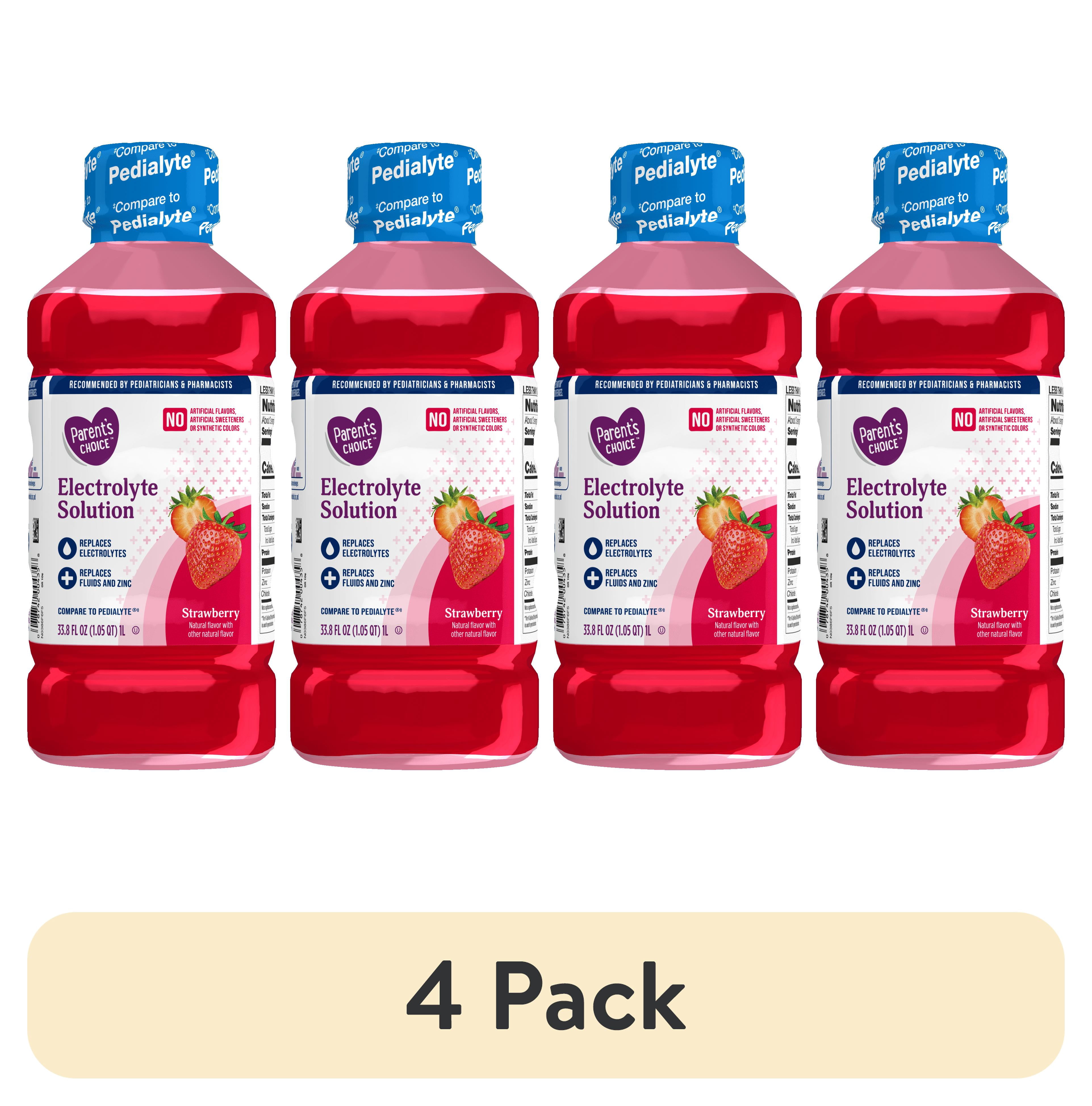 (4 pack) Parent's Choice Electrolyte Solution, Strawberry, 1 Liter