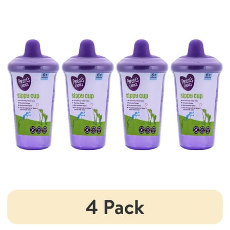 (4 pack) Parent's Choice Hard Spout Sippy Cup 6 Months+, Purple, 9 fl oz, 6 Months+