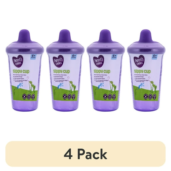 (4 pack) Parent's Choice Hard Spout Sippy Cup 6 Months+, Purple, 9 fl oz, 6 Months+