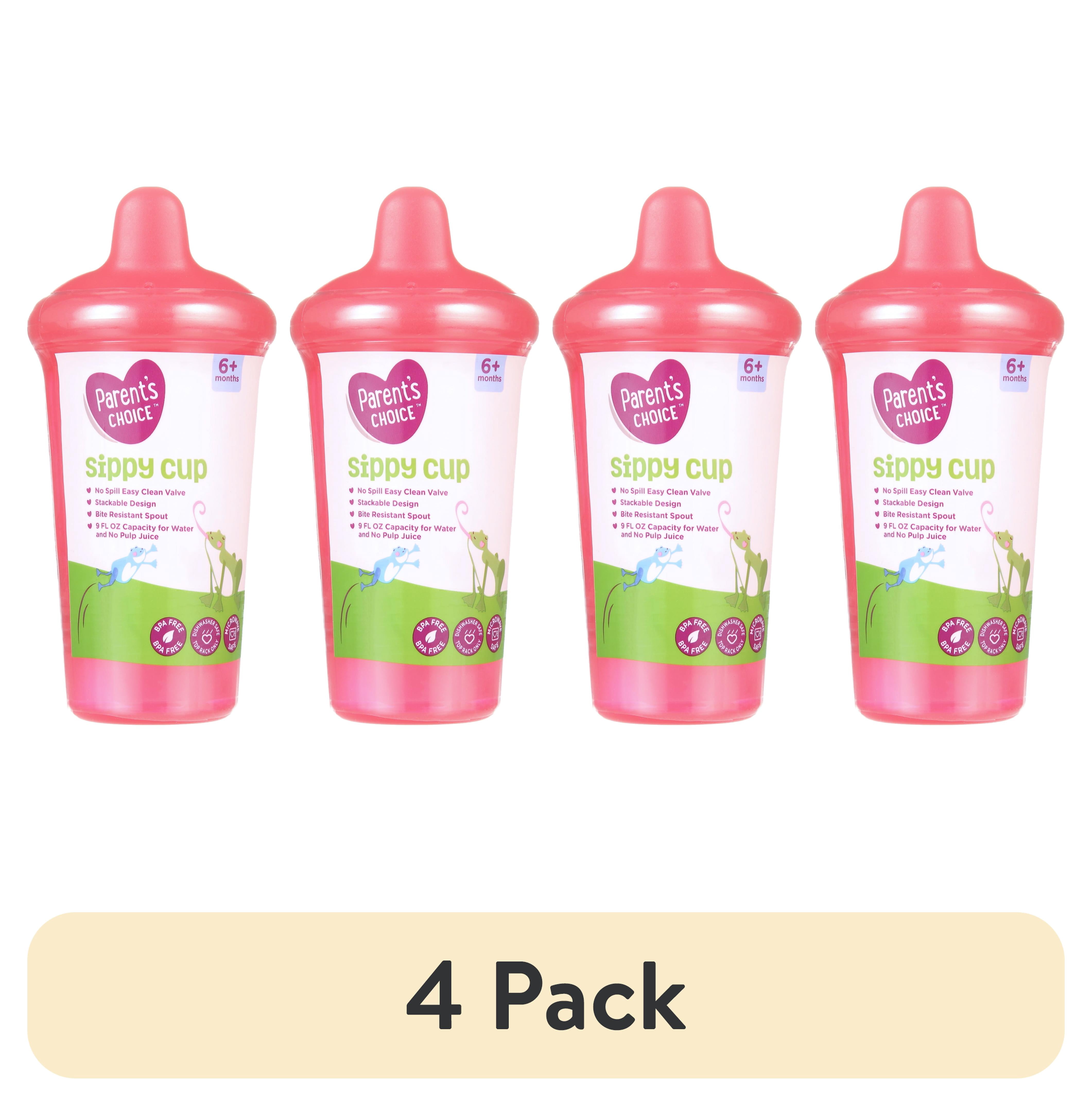 (4 pack) Parent's Choice Hard Spout Sippy Cup 6 Months+, Red, 9 fl oz