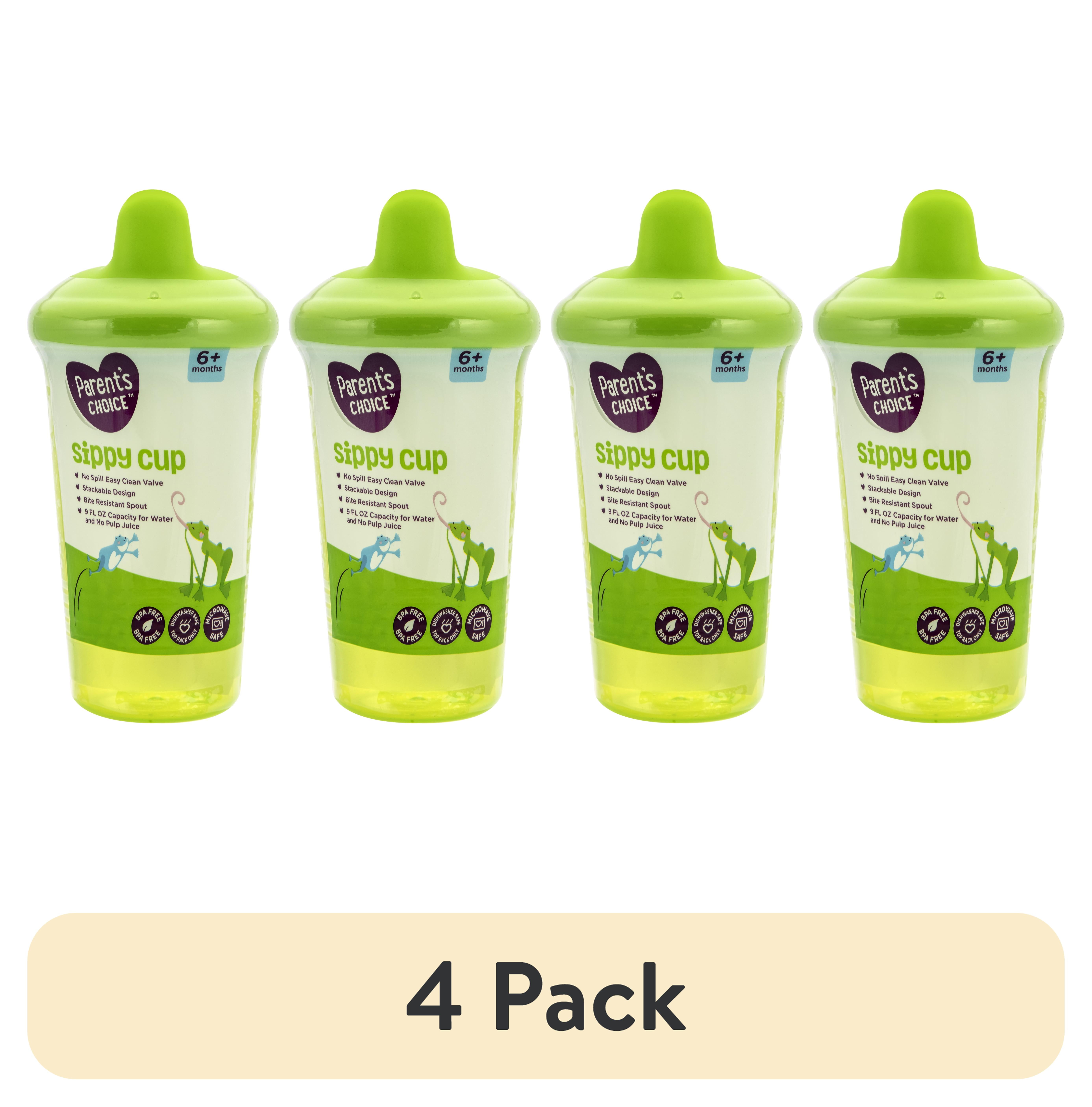 (4 pack) Parent's Choice Hard Spout Sippy Cup 6 Months+, Green, 9 fl oz