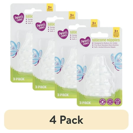 (4 pack) Parent's Choice Medium Flow Bottle Nipples, 3 ct