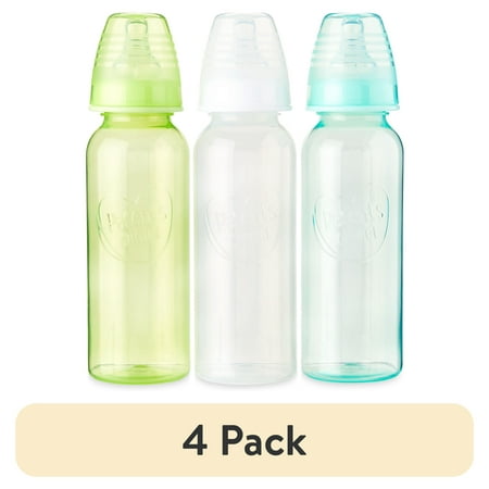 (4 pack) Parent's Choice Newborn Standard Neck Tinted Bottle, 9 Fl oz, 0+ Months, 3 Pack, Multicolor
