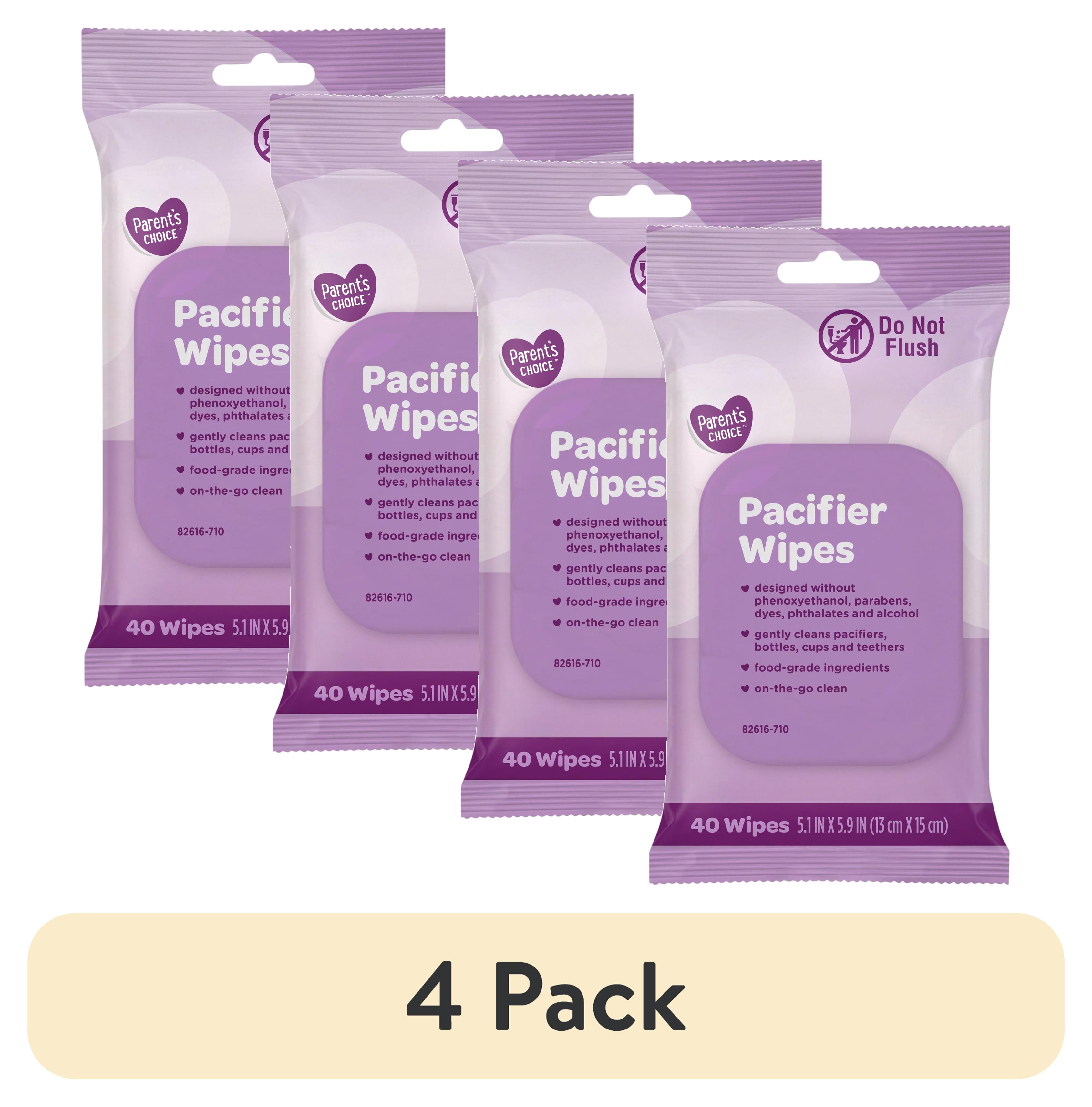 (4 pack) Parent's Choice Pacifier Wipes, Fruit Flavored, 40 Count