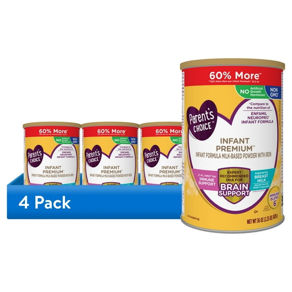 (4 pack) Infant Premium Baby Formula Milk-Based Powder with Iron, Easy to Digest, Inspired by Breast Milk, HMO Immune Support, DHA, Non-GMO