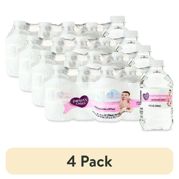 (4 pack) Parent's Choice Purified Water, 10 oz, 15 Pack Bottles