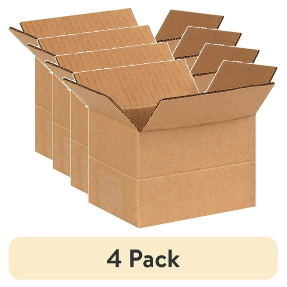 (4 pack) Partners Brand Box,Corrugated,Multi Depth,6x4x4",PK25 MD644