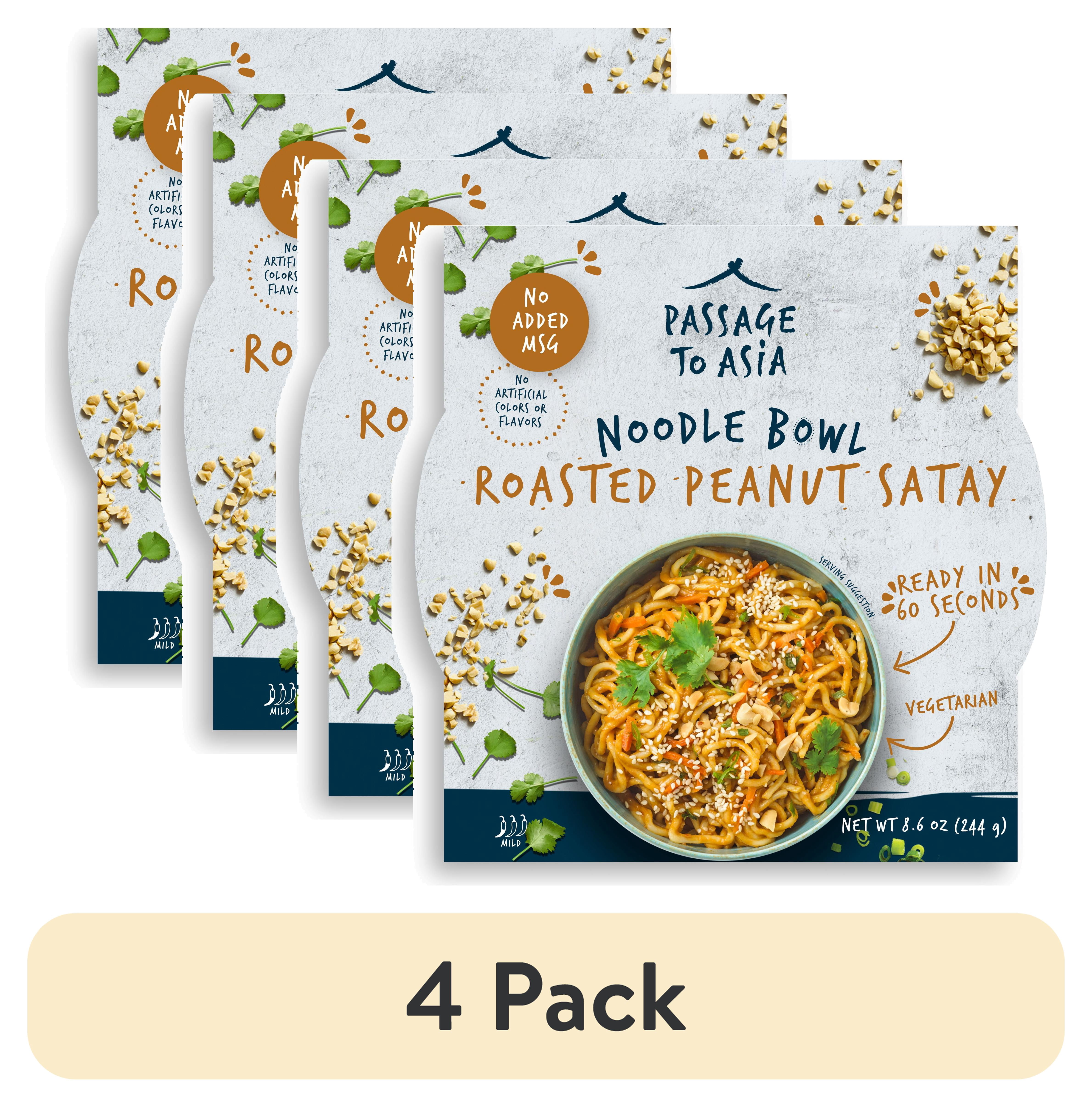 (4 pack) Passage to Asia Peanut Noodle Bowl, 8.6 oz, Shelf Stable