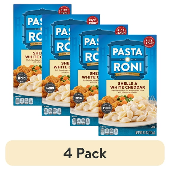 (4 pack) Pasta Roni Shells & White Cheddar Pasta, 6.2 oz Box