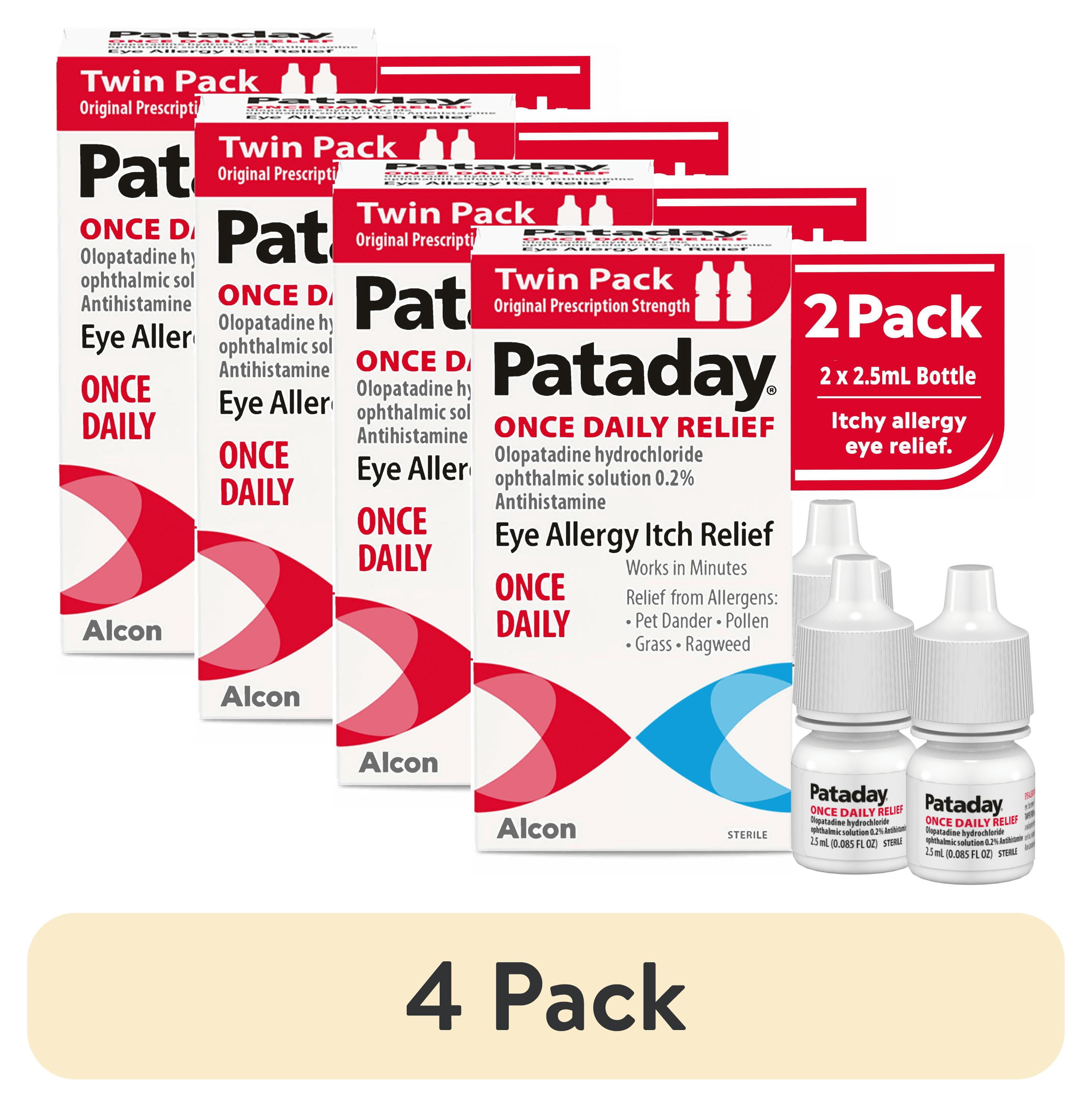 (4 pack) Pataday Once Daily Allergy Itch Relief Eye Drops for Adults & Children, 2.5 ml, Twin Pack