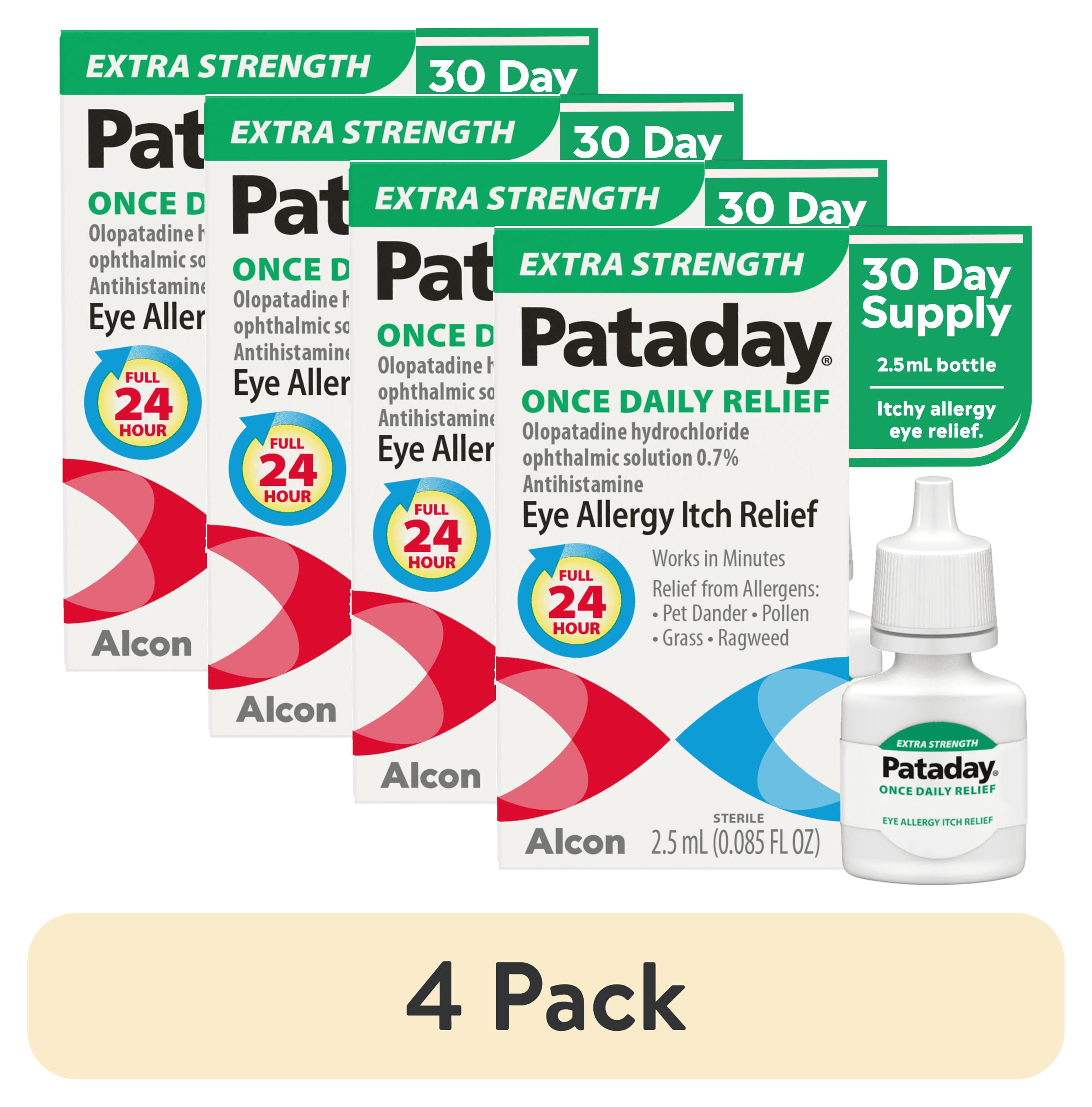 (4 pack) Pataday Once Daily Extra Strength Eye Allergy Itch Relief Drops, 2.5 ml