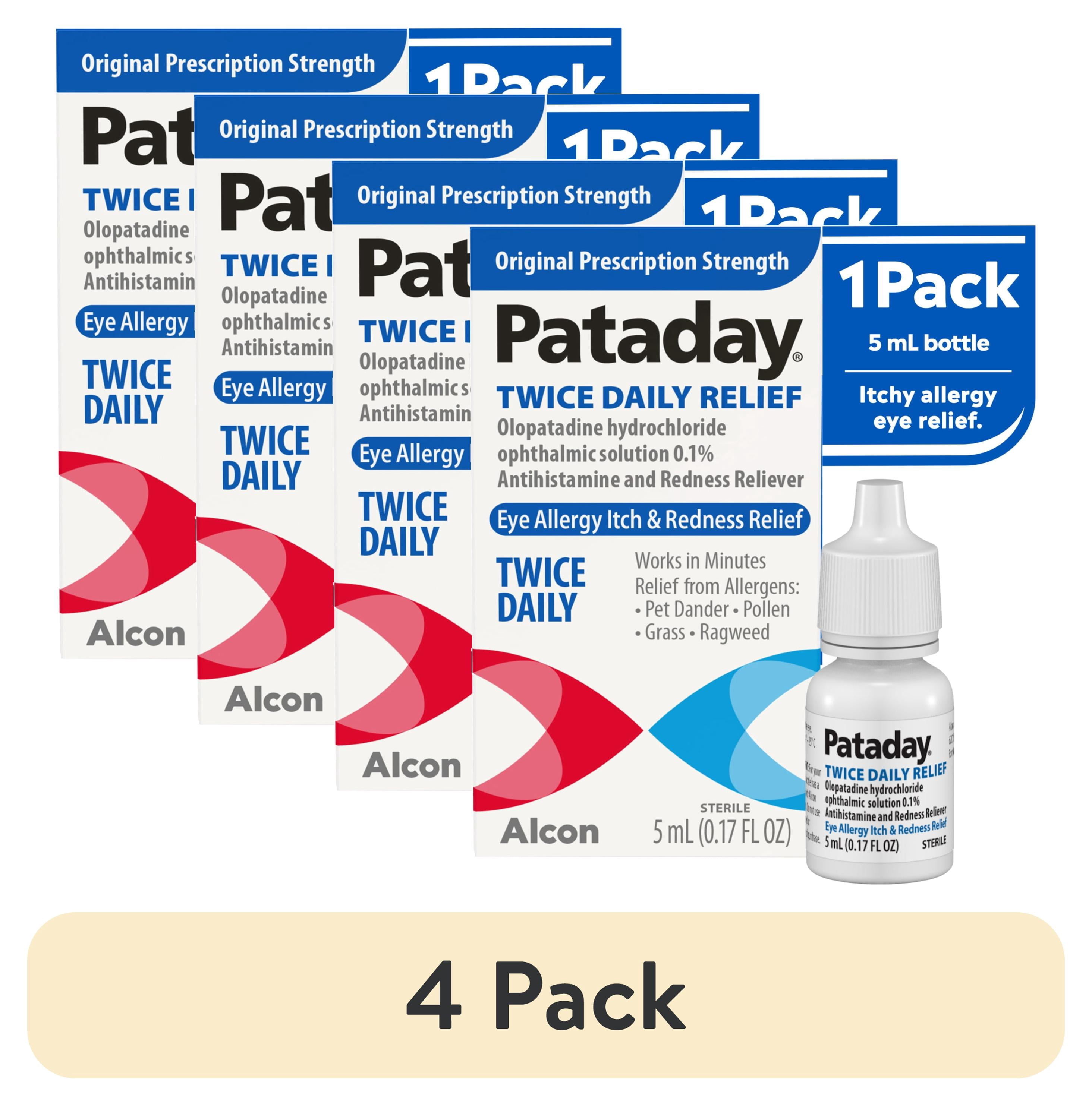 (4 pack) Pataday Twice Daily Allergy Eye Relief Drops, 5ml, For Adults & Children Aged 2+