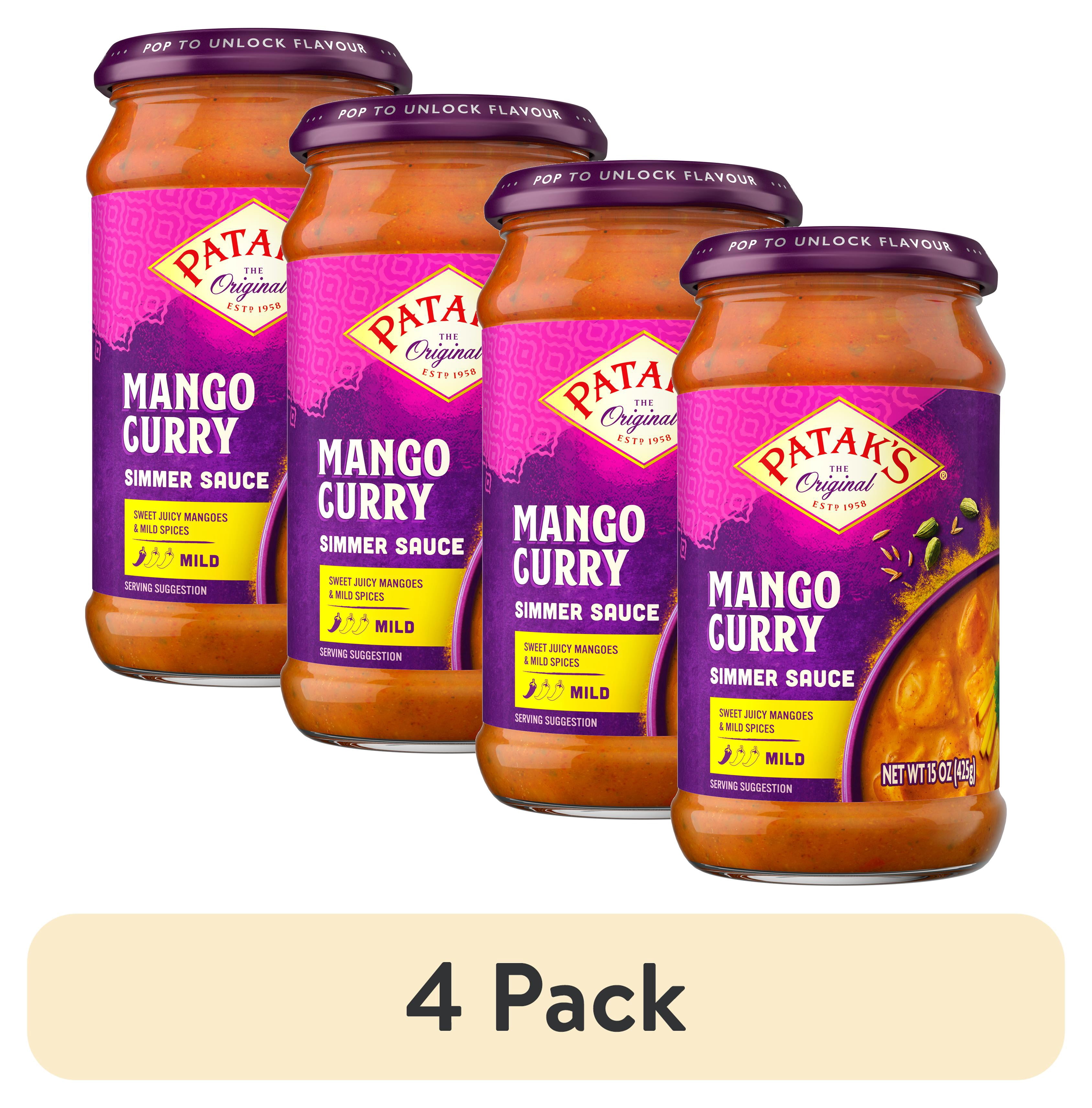 (4 pack) Patak's Mild Mango Curry Simmer Sauce, 15 Ounce Bottle