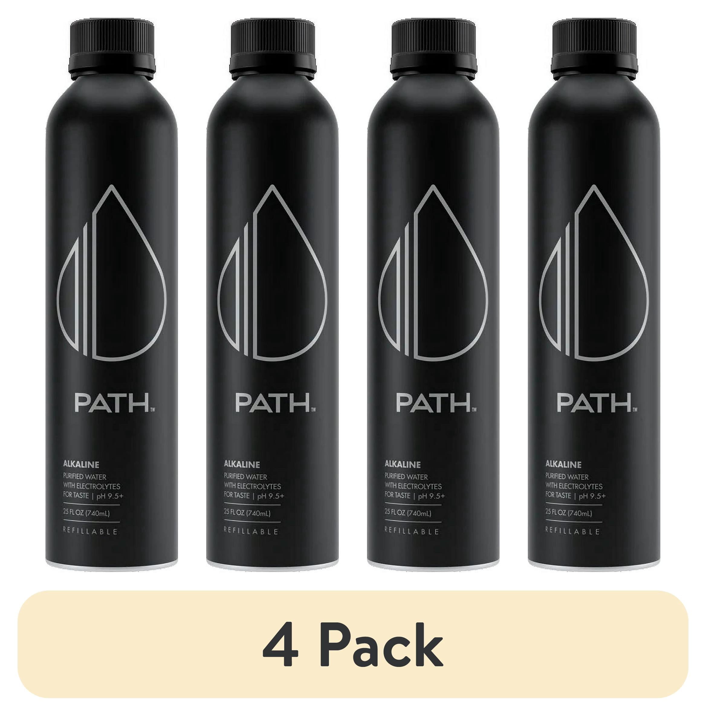 (4 pack) Pathwater Ultra-Purified Alkaline Water, 25 fl oz, Single Aluminum Bottle