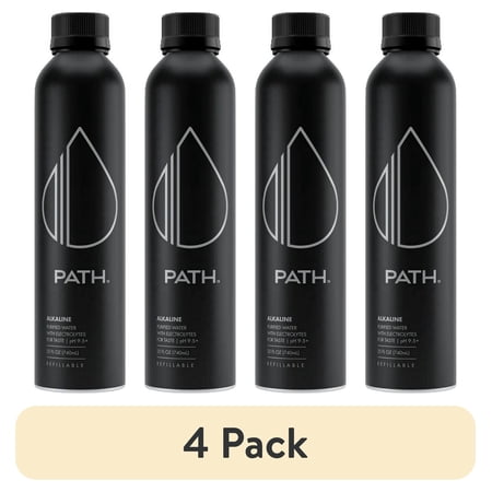 (4 pack) Pathwater Ultra-Purified Alkaline Water, 25 fl oz, Single Aluminum Bottle