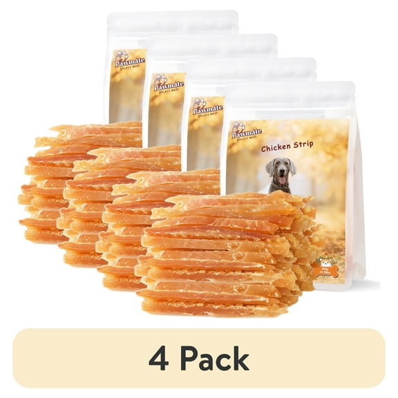 (4 pack) Pawmate Chicken Jerky Dog Treats, High Quality Premium Jerky Snacks for Small Medium Large Dog, 11 oz