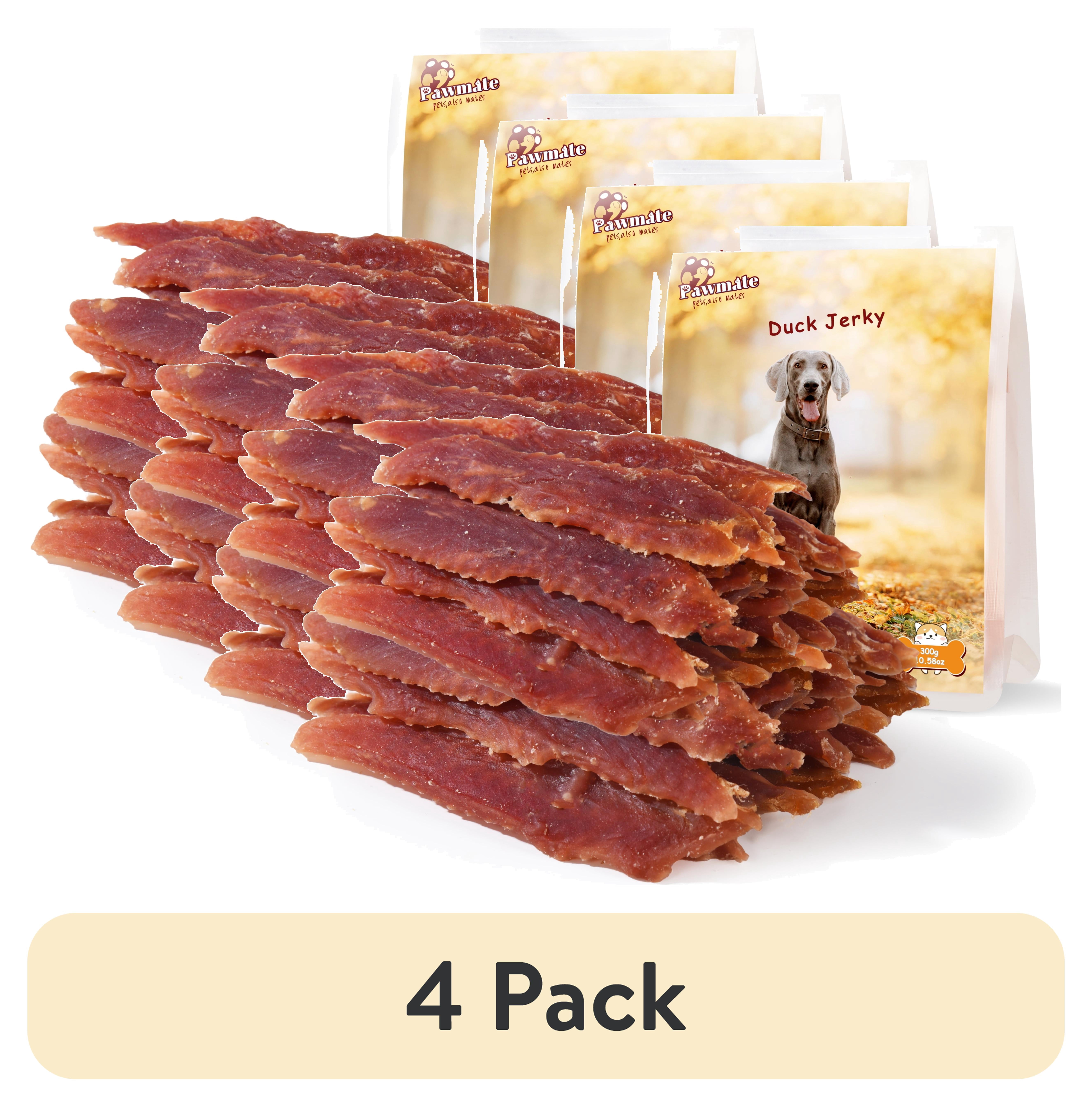 (4 pack) Pawmate Duck Jerky Dog Treats, High Protein Pure Duck Meat for Small Medium Large Dog, 11 oz