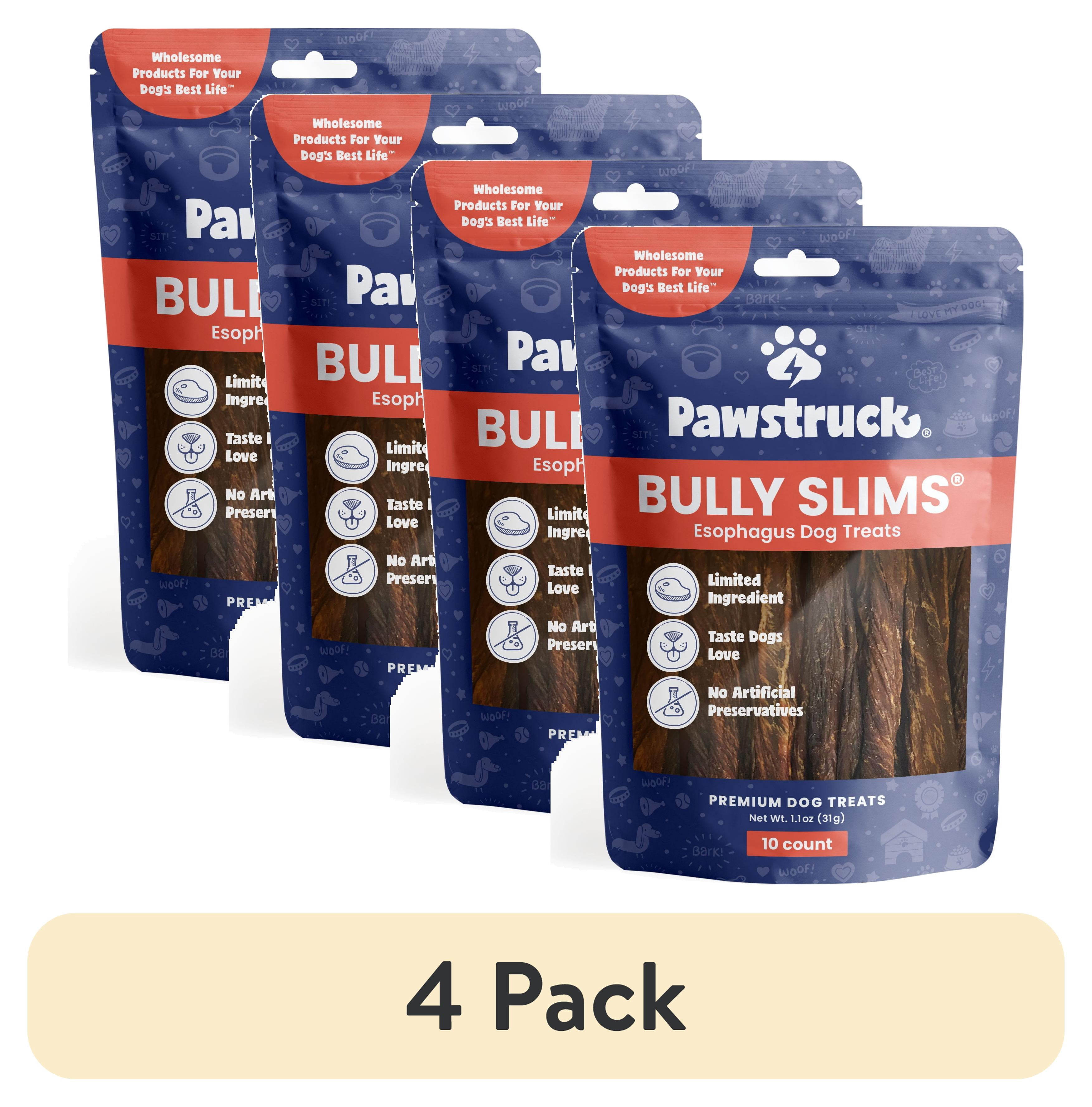 (4 pack) Pawstruck Natural Beef Bully Slims Gullet Chew Sticks for Dogs, 10 Count