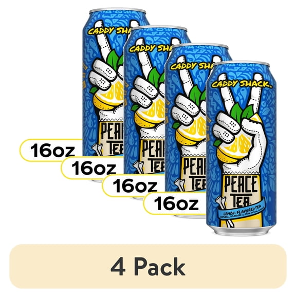 (4 pack) Peace Tea Caddy Shack Lemon-Flavored Canned Iced Tea, 16 fl oz (4 Pack)