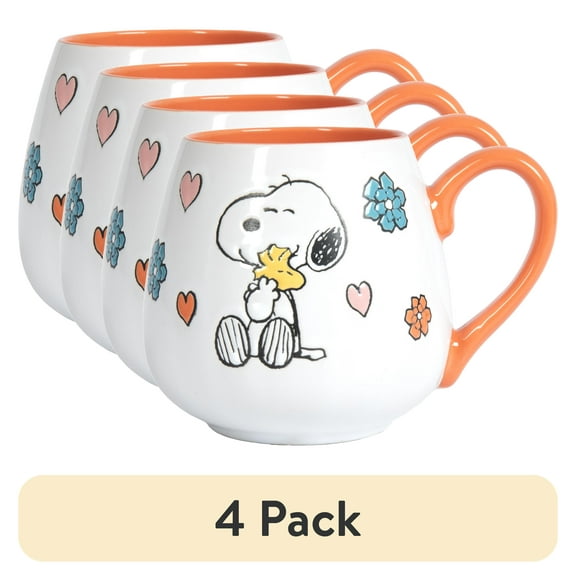 (4 pack) Peanuts Mother Baby Orange 20oz Ceramic Mug