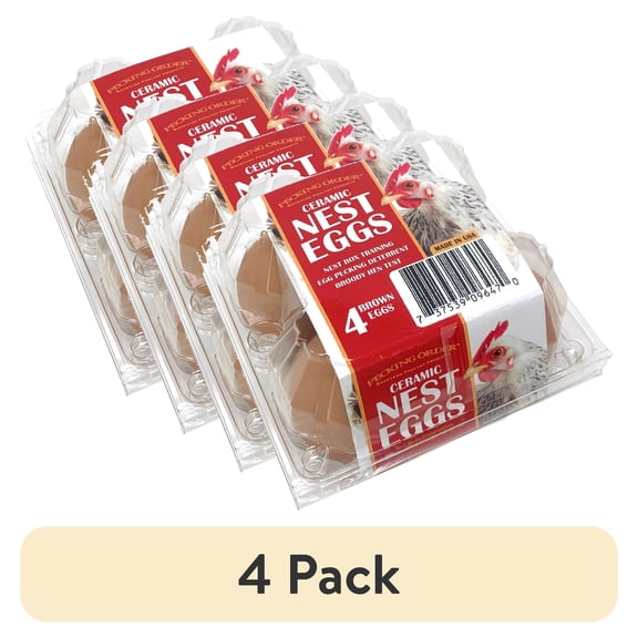 (4 pack) Pecking Order Ceramic Nest Brown Eggs 4-Pack, for Chicken Coops. Regular Size.