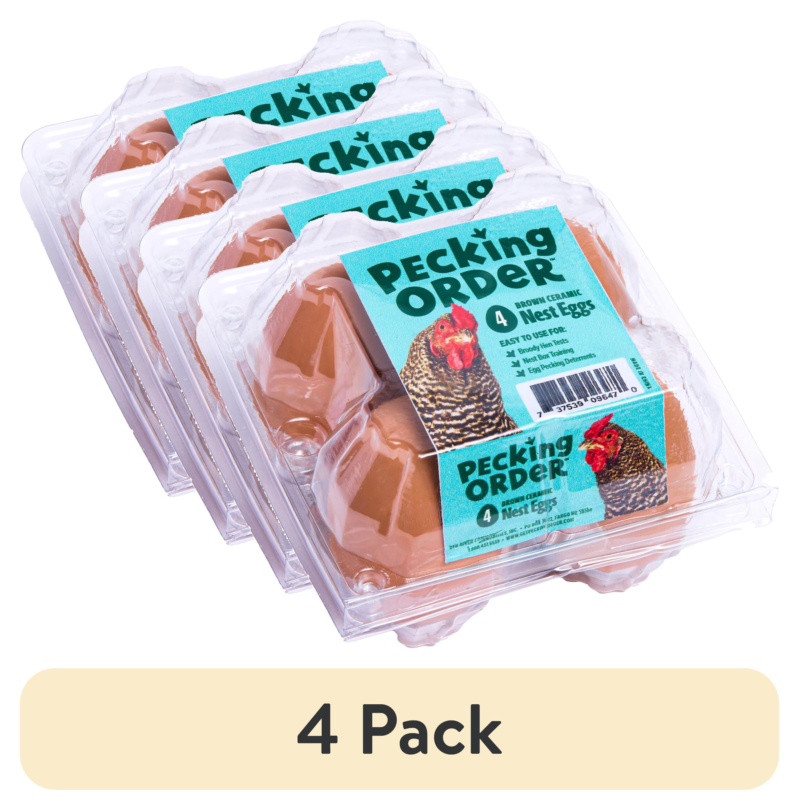 (4 pack) Pecking Order Ceramic Nest Brown Eggs 4-Pack, for Chicken Coops. Regular Size.