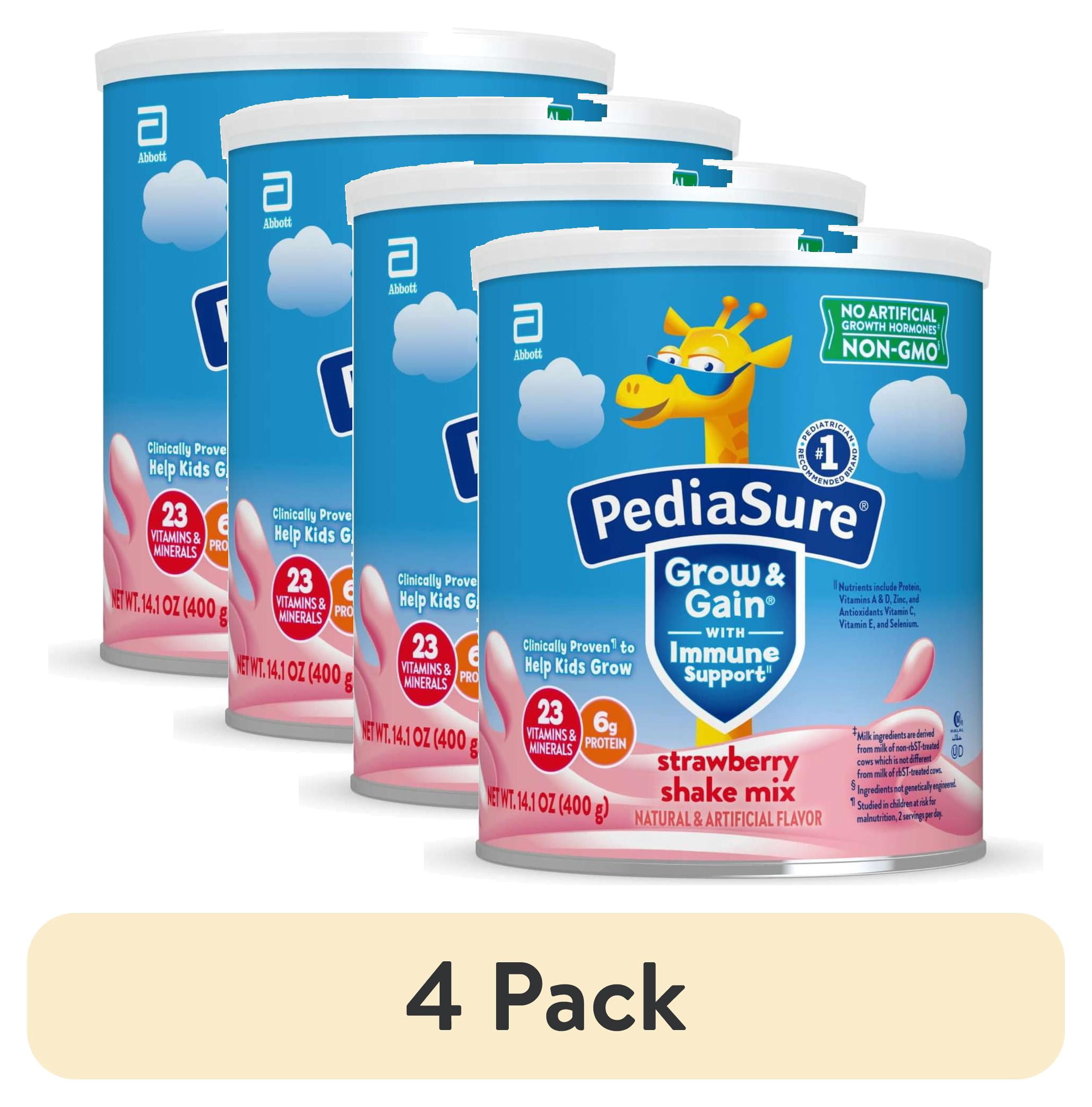 (4 pack) PediaSure Grow & Gain Shake Mix Powder, Strawberry, 14.1 oz Can, 8 Servings