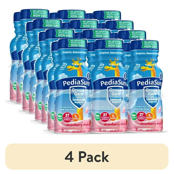 (4 pack) PediaSure Grow & Gain with Immune Support, 7g Protein, Strawberry, 8-fl-oz Bottle, Pack of 6