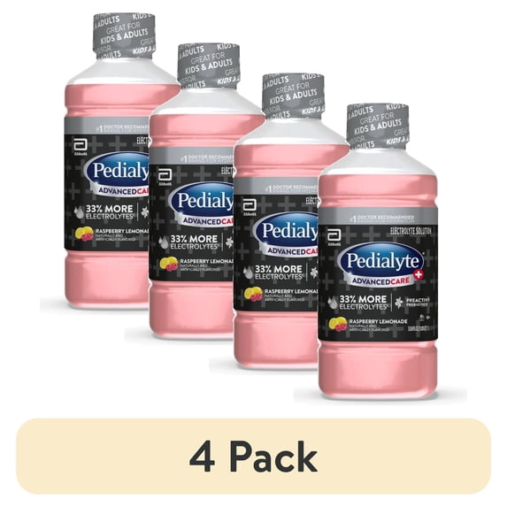 (4 pack) Pedialyte AdvancedCare Plus Electrolyte Drink, Raspberry Lemonade, 1 Liter