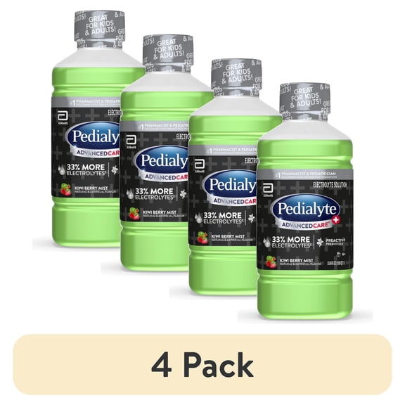 (4 pack) Pedialyte AdvancedCare Plus Electrolyte Drink, Kiwi Berry Mist, 1 Liter