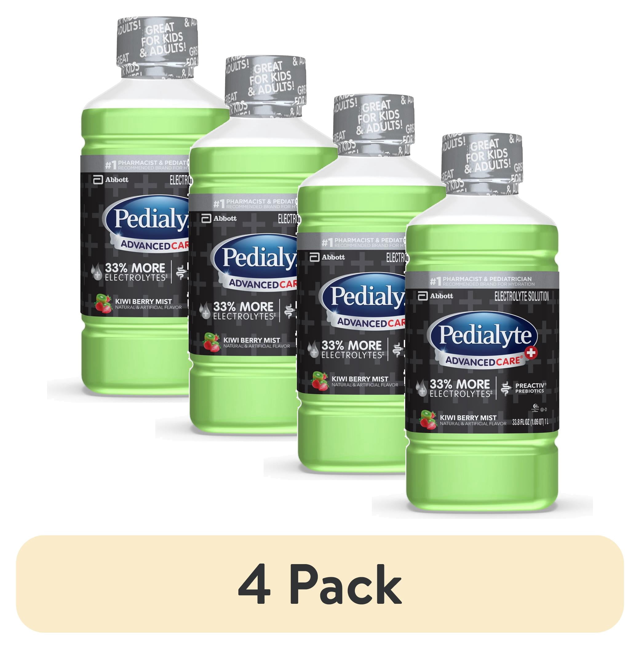 (4 pack) Pedialyte AdvancedCare Plus Electrolyte Drink, Kiwi Berry Mist, 1 Liter
