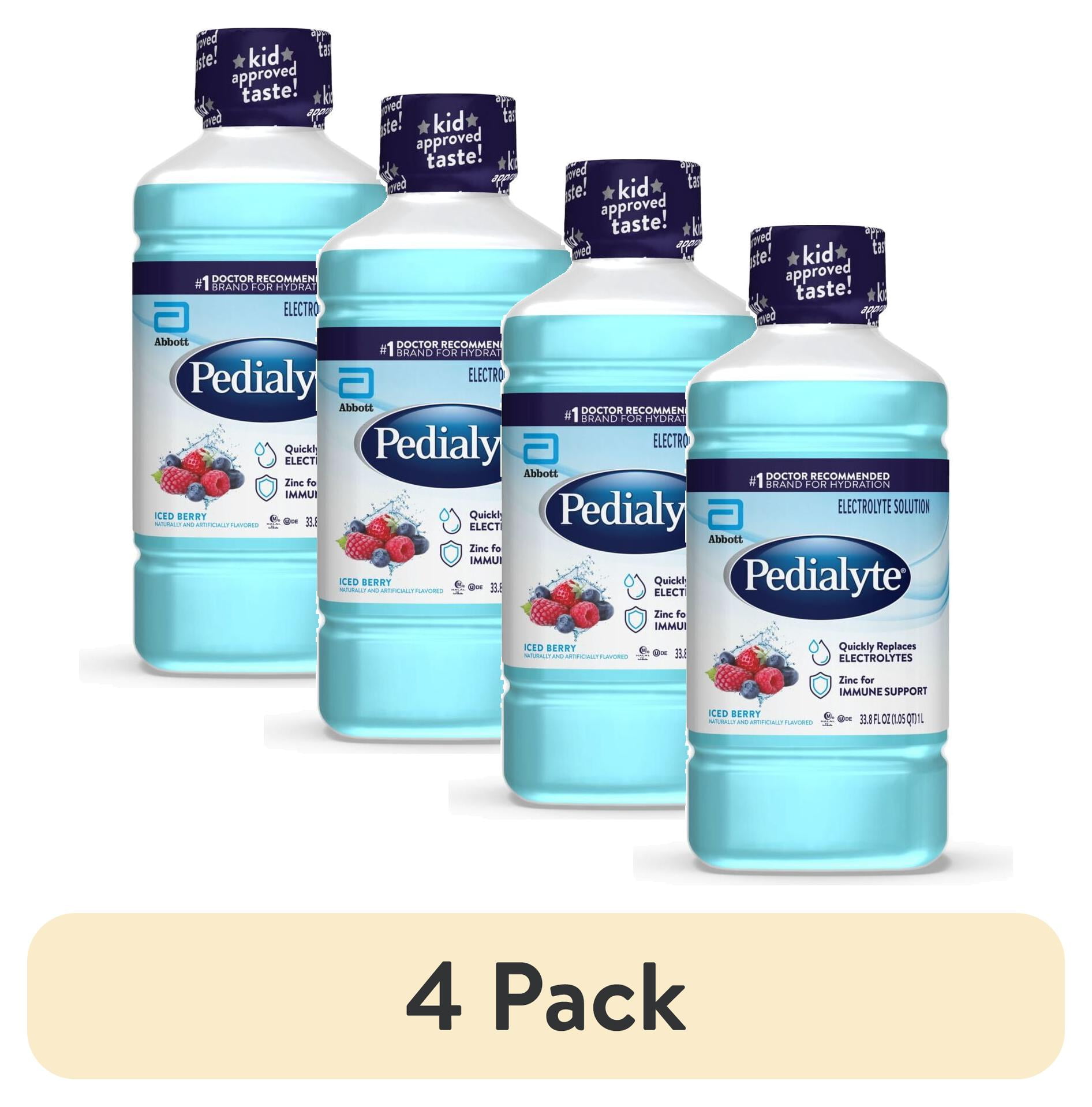 (4 pack) Pedialyte Electrolyte Drink, Iced Berry, 1 Liter