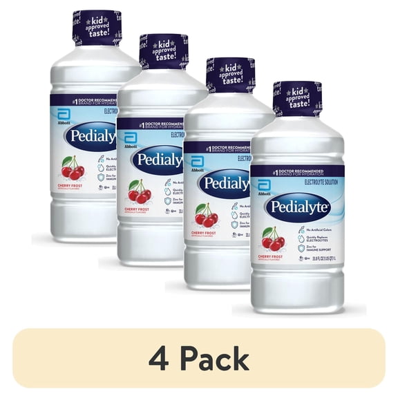 (4 pack) Pedialyte Electrolyte Drink, Cherry Frost, 1 Liter