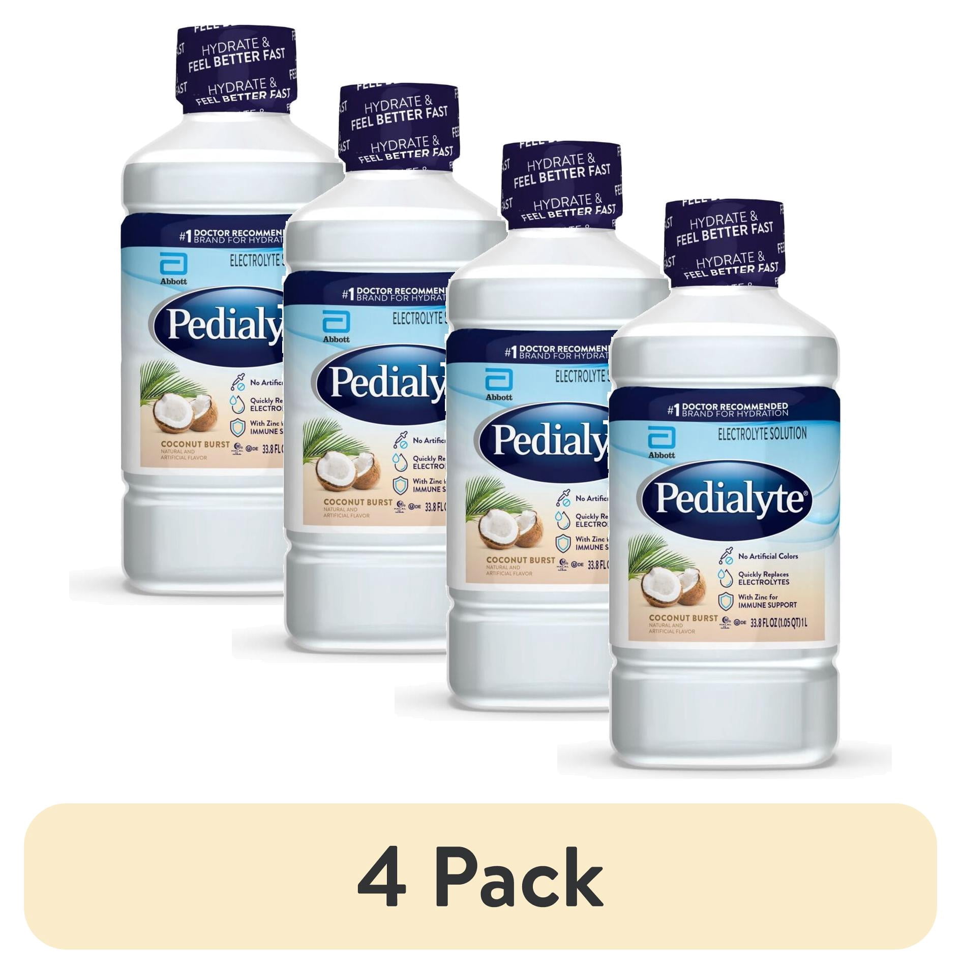 (4 pack) Pedialyte Electrolyte Drink, Coconut Burst, 1 Liter