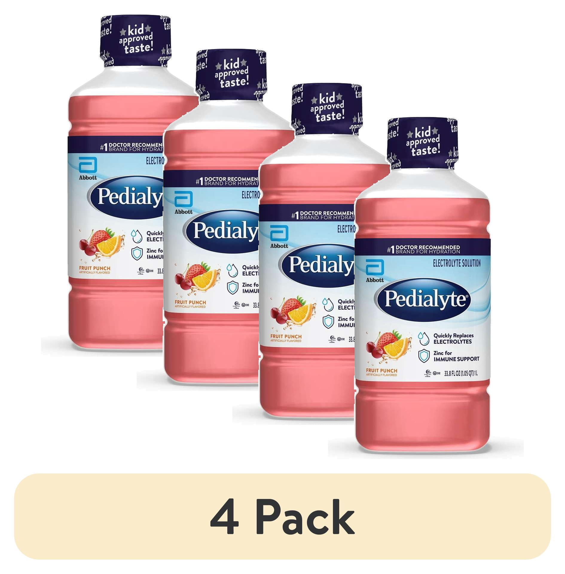 (4 pack) Pedialyte Electrolyte Drink, For Kids & Adults, Fruit Punch, 1 Liter
