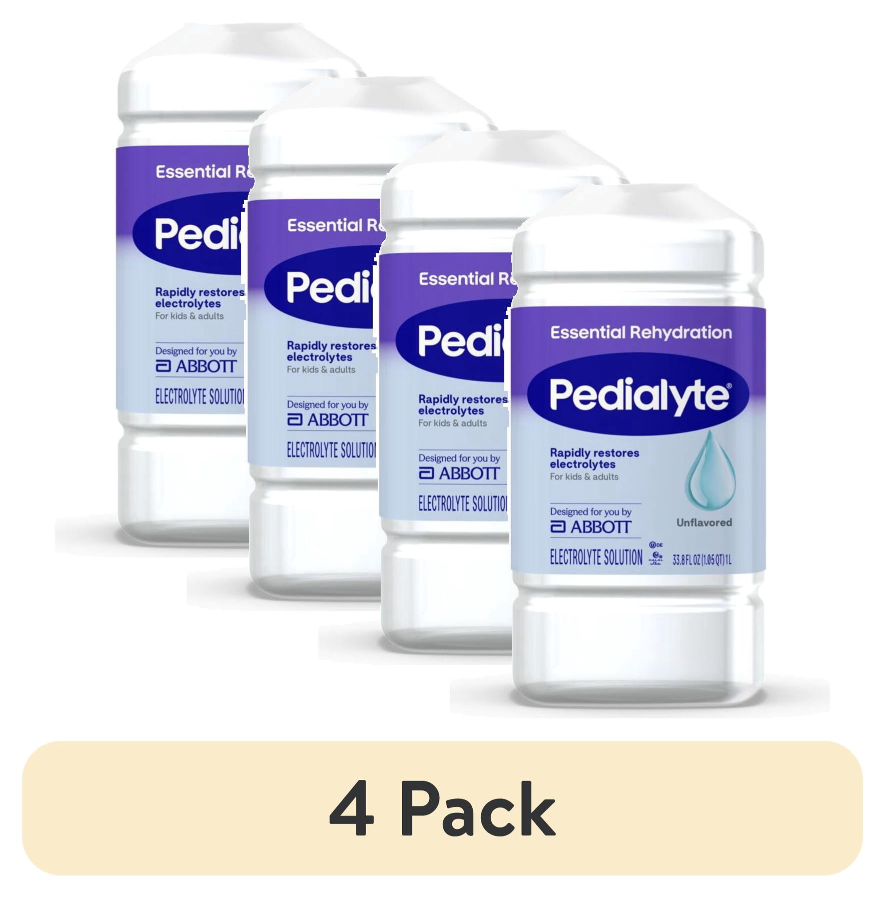 (4 pack) Pedialyte Essential Rehydration Electrolyte Drink, Unflavored, 1 Liter