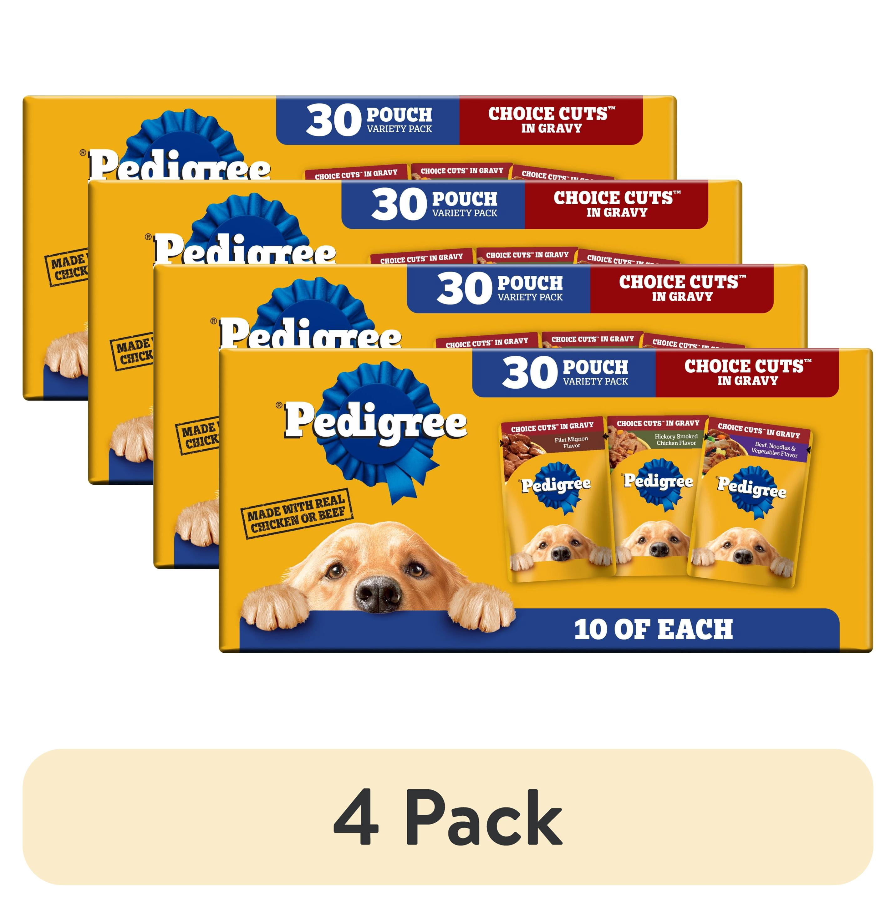 (4 pack) Pedigree Choice Cuts In Gravy Variety Pack Wet Dog Food, 3.5 Oz Pouches, 30-Count