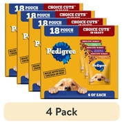 4 pack Pedigree Choice Cuts In Gravy Wet Dog Food Chicken Casserole Variety Pack, 3.5 Oz Pouches, 18 Count