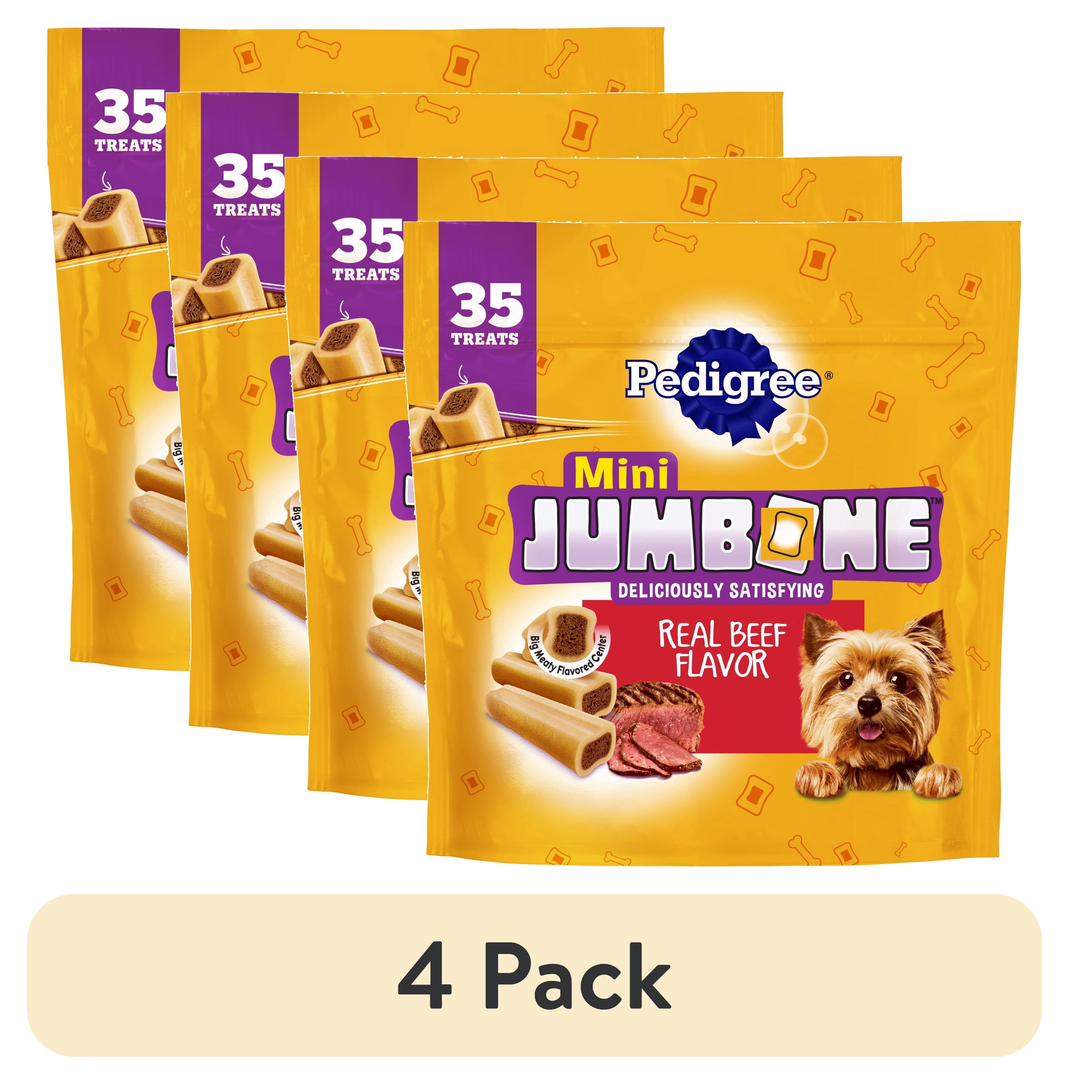 (4 pack) Pedigree Mini Jumbone Small Dog Treats, Beef Flavor, 35 Count