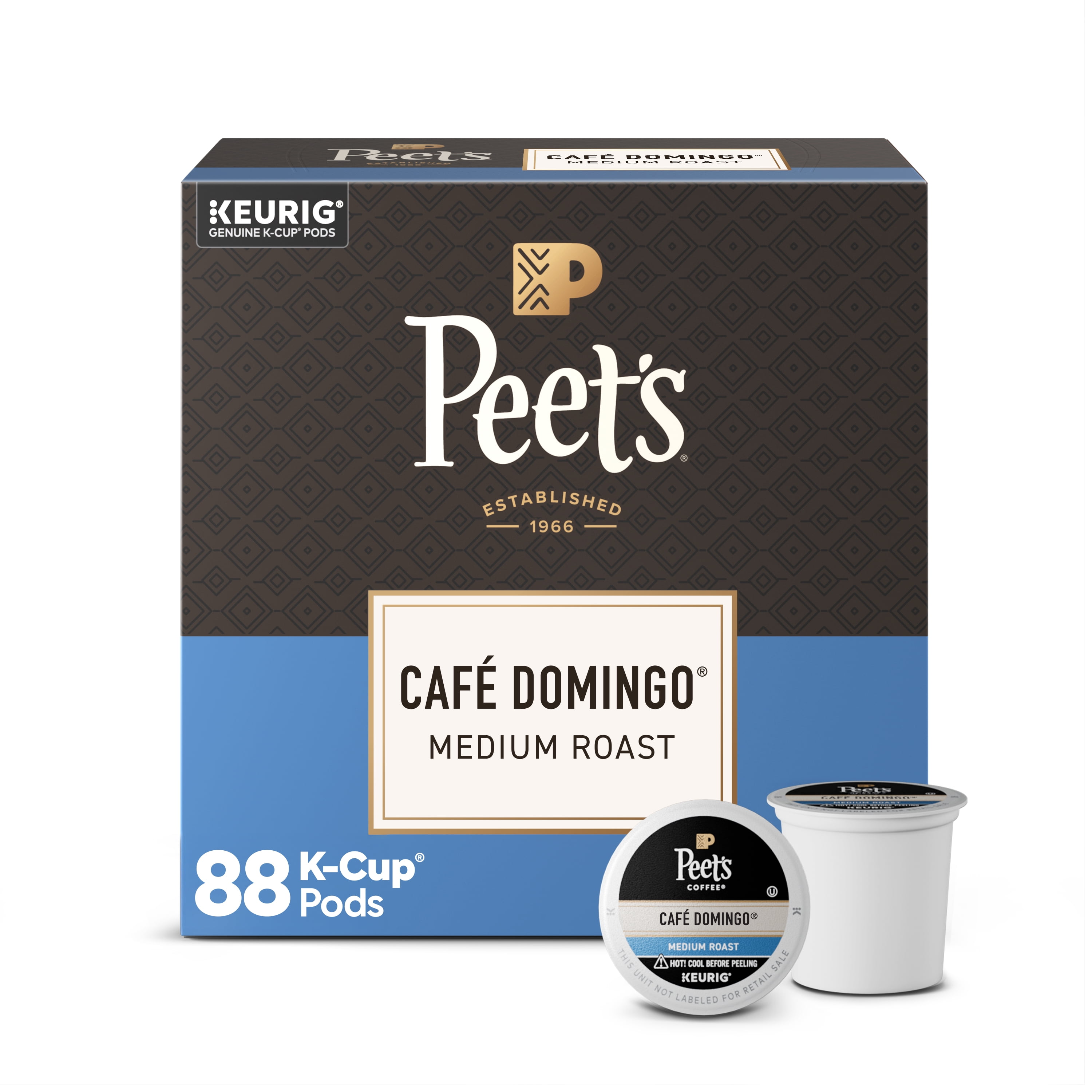 (4 pack) Peet's Coffee Cafe Domingo Blend Premium Medium Roast Single Serve Coffee Pods, 22 Count
