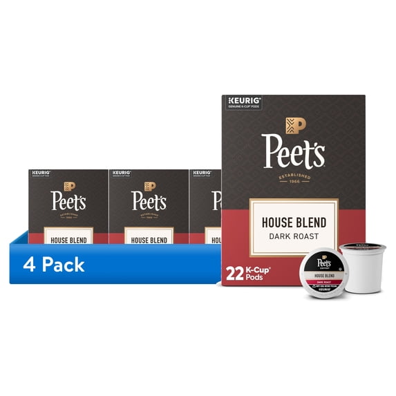 (4 pack) Peet's Coffee House Blend Premium Dark Roast Keurig K-Cup Coffee Pods, 22 Count (4 Pack)