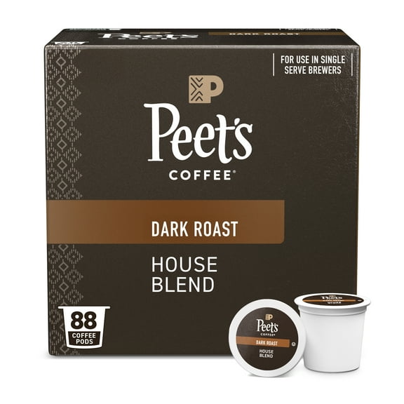 (4 pack) Peet's Coffee House Blend Premium Dark Roast Single Serve Coffee Pods, 22 Count