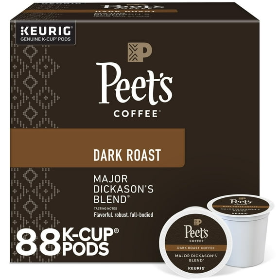 (4 pack) Peet's Coffee Major Dickason's Blend Premium Dark Roast Single Serve Coffee Pods (4 packs of 22)