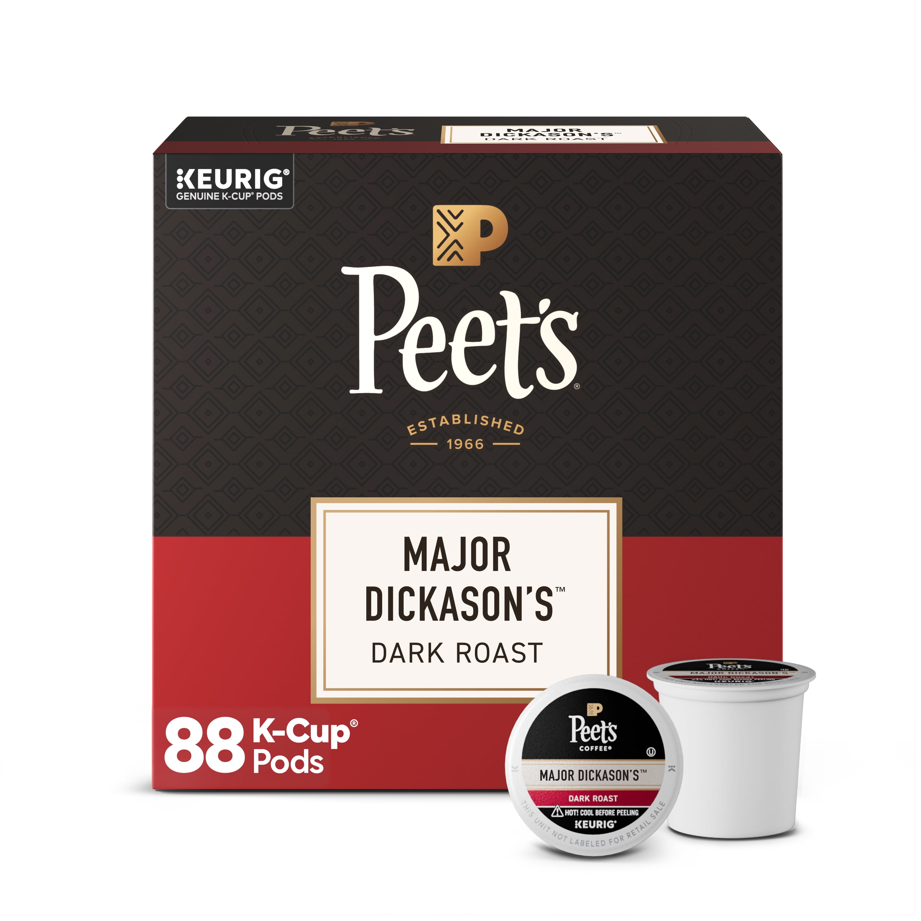 (4 pack) Peet's Coffee Major Dickason's Blend Premium Dark Roast Single Serve Coffee Pods (4 packs of 22)