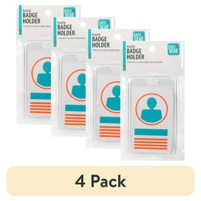(4 pack) Pen+Gear 1 Pack Plastic Badge Holders, Clear ID Card Holders with Easy Access Vertical Plastic Case Hard Card Protector for Office School IDs Credit Cards Proximity Key